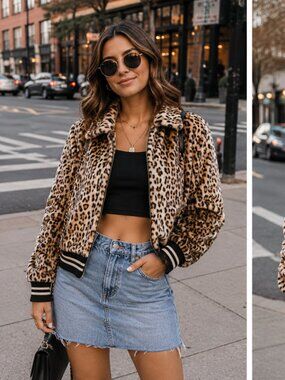 Hot Topic Leopard Print Puffer Jacket Size: S